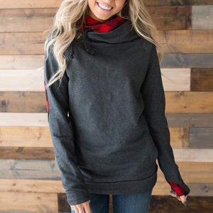 Buffalo Plaid Double Hood Sweatshirt